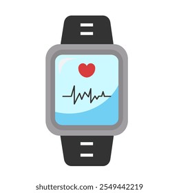 Smart watch with heart rate detection device.Vector illustration on white background.