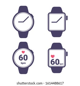 Smart Watch Heart Rate Icon. EPS 10. Vector icons