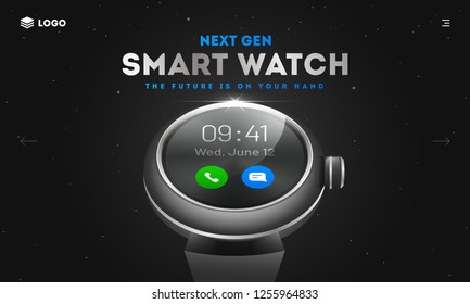 Smart watch, Hero shot or landing page design.