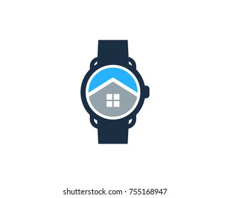 Smart Watch House Icon Logo Design Element