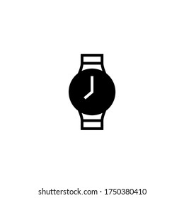 Smart Watch icon in black flat glyph, filled style isolated on white background