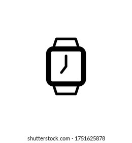 Icono de Smart Watch en glifo plano negro, estilo relleno aislado en fondo blanco