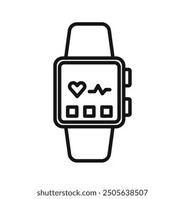 Smart watch icon Black line art vector logo