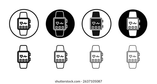 Smart watch icon Black line art vector logo set