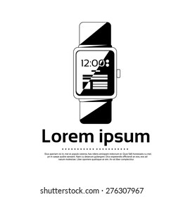 Smart Watch Icon Black and White Logo Vector Illustration