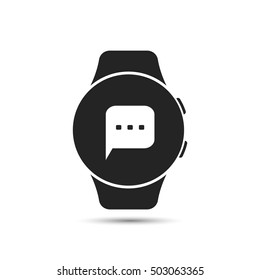 Smart watch icon with bubble speech symbol. Vector isolated illustration.