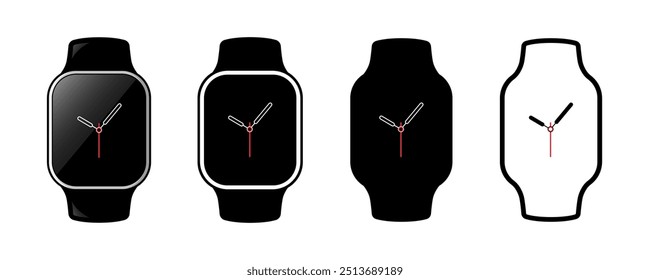 Smart watch icon. 
Digital wearable device.