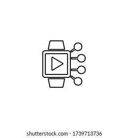 Smart watch icon. Displaying video content on smart watch. Mobile apps on smart watch illustration.
