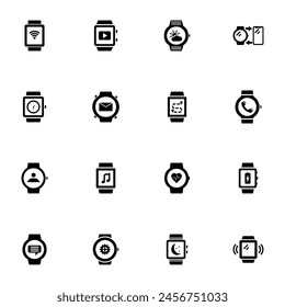 Smart Watch icon - Expand to any size - Change to any colour. Perfect Flat Vector Contains such Icons as smart device, phone, wristwatch, heart monitor, clock, messaging, time, activity control