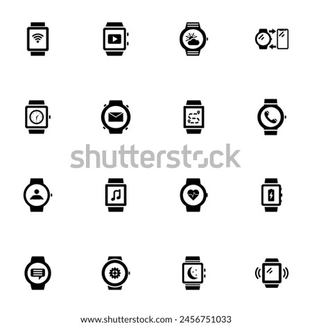 Smart Watch icon - Expand to any size - Change to any colour. Perfect Flat Vector Contains such Icons as smart device, phone, wristwatch, heart monitor, clock, messaging, time, activity control