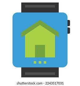 SMART WATCH ICON FLAT COLOR VECTOR .