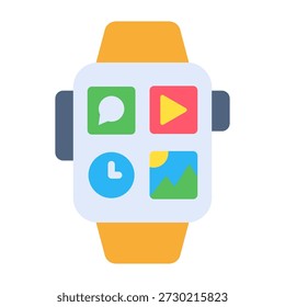 Ilustración vectorial de diseño plano de icono de reloj inteligente