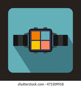 Smart watch icon in flat style with long shadow. Gadget symbol