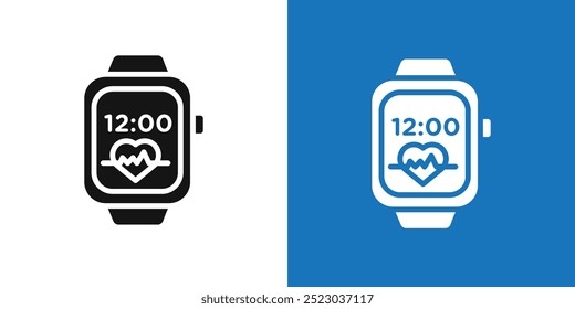 Smart watch icon Flat vector set outline