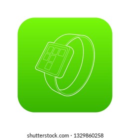 Smart watch icon green vector isolated on white background