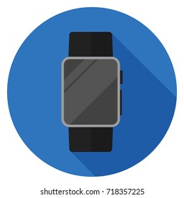 Smart watch icon. Illustration in flat style. Round icon with long shadow.