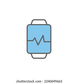 Smart watch icon illustration. suitable for pulse detection icon. Two tone icon style. icon related to fitness, sport. Simple vector design editable