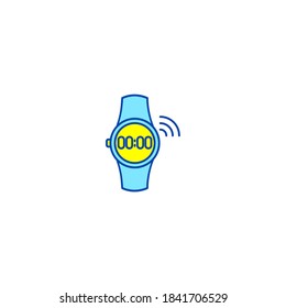 Smart watch icon. Internet of things icon. Simple, flat, outline, color.