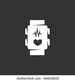 Smart watch icon isolated on black background. Smart watch vector logo. Flat design style. Modern vector pictogram for web graphics - stock vector