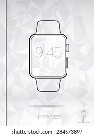 Smart watch icon in line style illustration  with blank screen