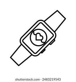 Smart watch icon linear logo mark in black and white