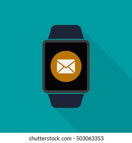 Smart watch icon with message app symbol. Vector isolated color illustration.