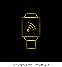 Smart watch icon. Metallic gold icons set collection.	