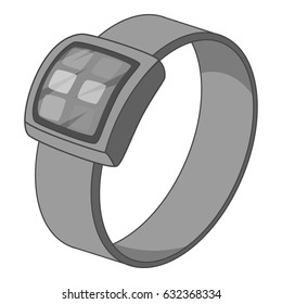 Smart watch icon in monochrome style isolated on white background vector illustration