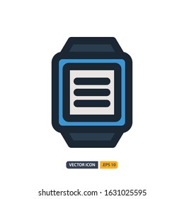 smart watch icon in Outline Color style isolated on white background. for your web site design, logo, app, UI. Vector graphics illustration and editable stroke. EPS 10.