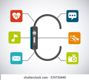 smart watch icon over white background. colorful design. vector illustration