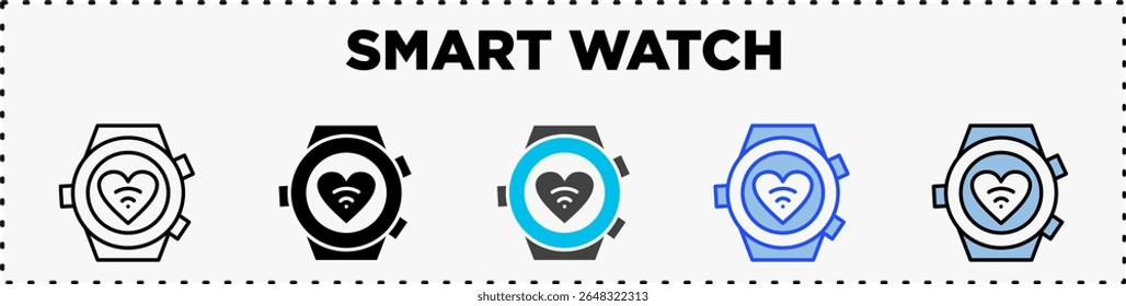 Smart Watch Icon Set Line Glyph