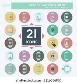 Smart Watch Icon Set Icon in trendy flat style isolated on soft blue background