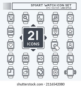 Smart Watch Icon Set Icon in trendy line style isolated on soft blue background