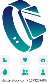 Smart watch and icon set vector