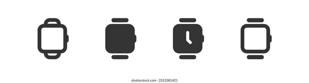 Smart watch icon set. Wrist watch symbol. Wrist smart bracelet sign in vector flat style. 