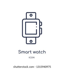 smart watch icon from technology outline collection. Thin line smart watch icon isolated on white background.