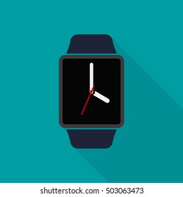 Smart watch icon with time arrow symbol. Vector isolated color illustration.