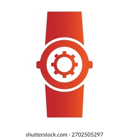 Icono de reloj inteligente. Mecanismo de ajuste de tiempo. Símbolo de tecnología de engranajes. Dispositivo digital de Vector.