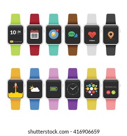 Smart watch icon in variation strap color