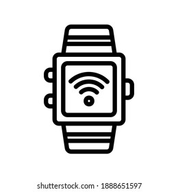Icono de Smart Watch en estilo de línea sobre Internet de cosas para cualquier proyecto, uso para presentación de aplicaciones móviles de sitio web