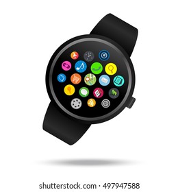 Smart watch icon white background. Vector symbol illustration.