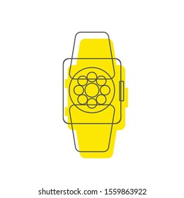 Smart watch with icons, flat concept