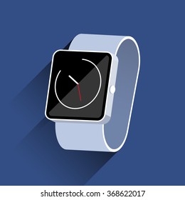 Smart watch icons, flat concept design with long shadow vector