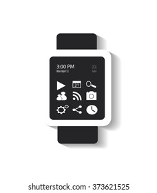Smart watch with icons flat vector interface 