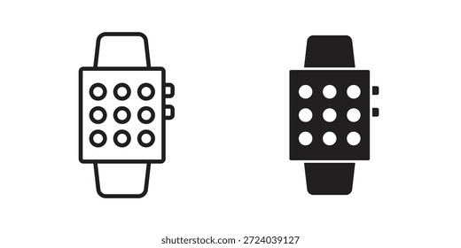 Iconos elegantes del reloj, Vector de línea. conjunto de símbolos sólidos