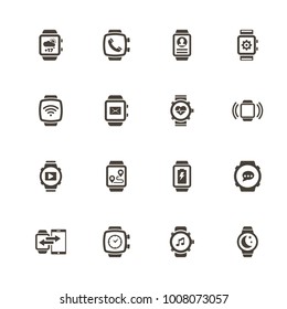 Smart Watch Icons. Perfect Black Pictogram On White Background. Flat Simple Vector Icon.