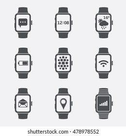 Smart watch icons set