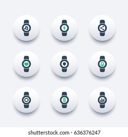 Smart watch icons set