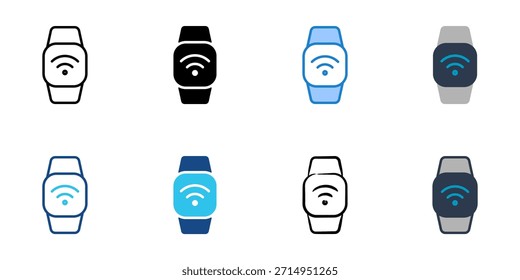 ícones do smart watch definem coleção de vetores de vários estilos. 
