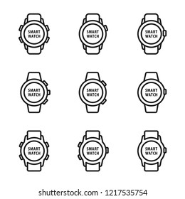 Smart Watch Icons Set. Simple flat design. Isolate on white background.